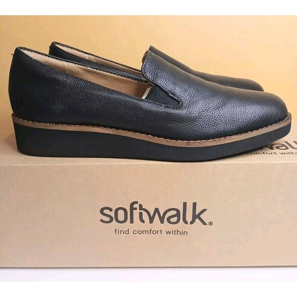 Soft Walk Sz 7 N Whistle Black Tumbled Leather Comfort Arch Support Loafer NEW - Picture 15 of 15
